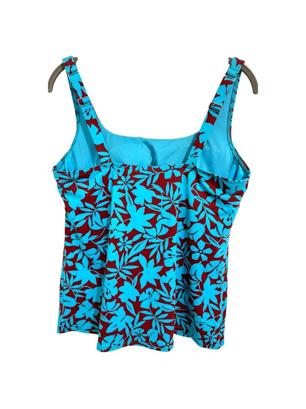 Lands' End Women's 12D Tankini Top Square Neck Underwire Adjustable Blue Red - Picture 3 of 8